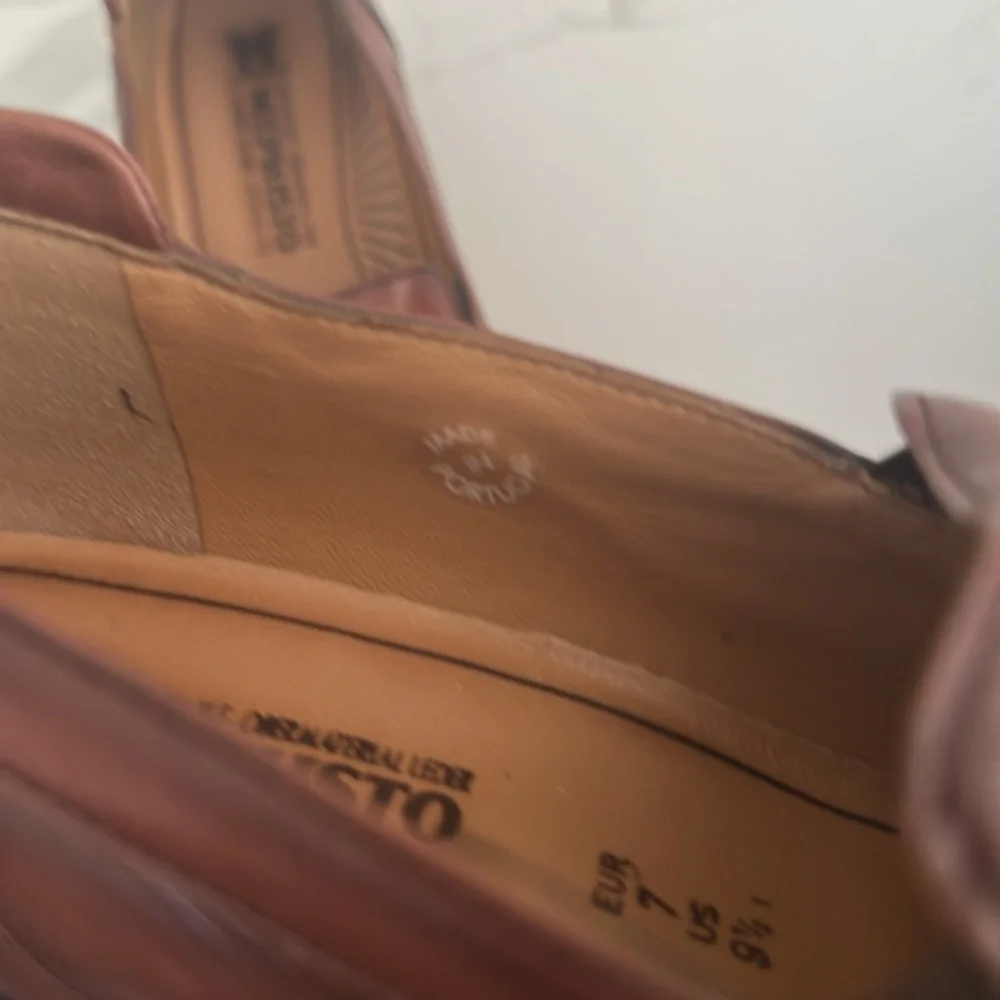 Women's Leather Mephisto Air-Relax Slip Ons Loafers Sz 9.5 Brown Cognac Comfort